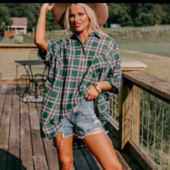 New Oversized plaid tunic shirt - Picture 4 of 17